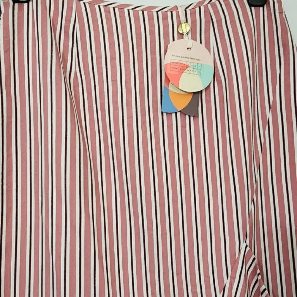 Colour By Numbers Ted Baker 2 (US 4-6)‎ Coryn Pink Striped Asymmetric Midi Skirt